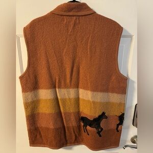 Vintage Western Boiled Wool Beaded Horse Cowgirl Cabincore Country Equestrian 1X